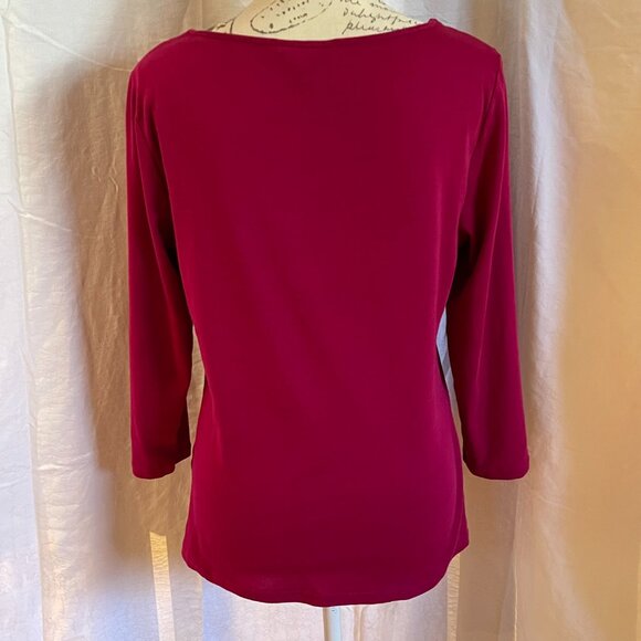 Lauren Ralph Laurent fuchsia pink top 3/4 sleeve size L - Picture 3 of 9